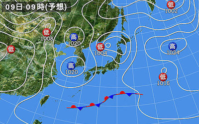5月9日は強い寒気により東日本では雷と突風の恐れ