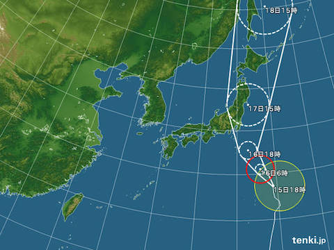 台風7号は8月17日に関東に接近する見込み