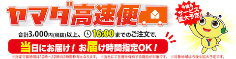 ヤマダ電機は東京都10区を対象に即日配送サービス「ヤマダ高速便」を開始！3000円以上、16時までの注文が対象